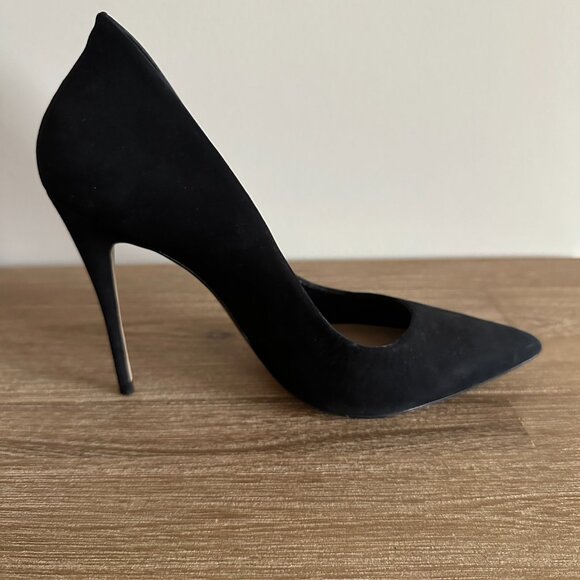 Aldo Cassedy Black Suede High Heel Pumps Womens Size 8 Nubuck Leather - Picture 9 of 11